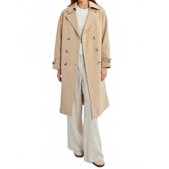 NEW MOLLY BRACKEN liza long sleeve trench coat in beige - Picture 1 of 5